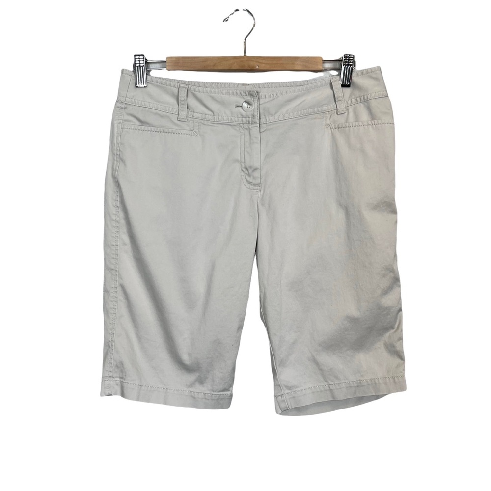 J Jill Bermuda Shorts Women's 10 Cotton Stretch Light Stone